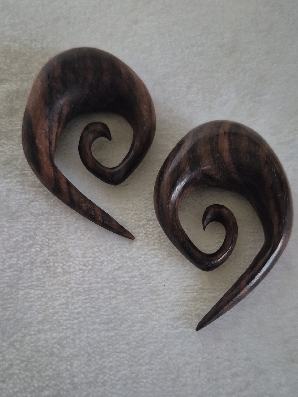 Hand Carved Rosewood Spiral Gauges - Dark Brown
